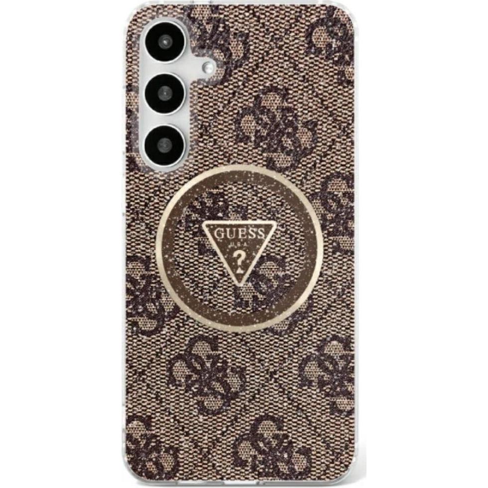 Guess Etui 4G Glitter Triangle Buttons MagSafe do Samsung Galaxy S25 Ultra brÄ zowy (Samsung Galaxy S25 Ultra), Smartpho...