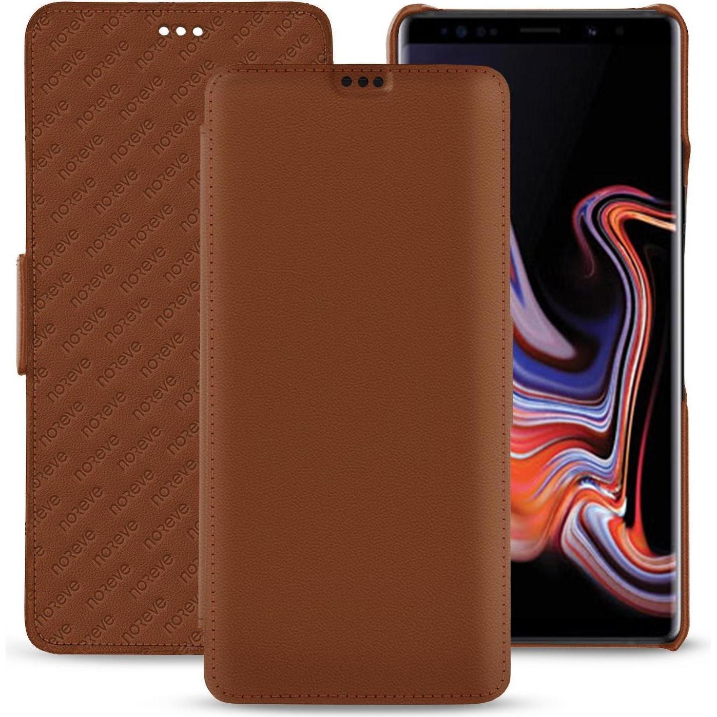 Noreve Lederschutzhülle horizontal (Samsung Galaxy Note 9), Smartphone Hülle, Braun