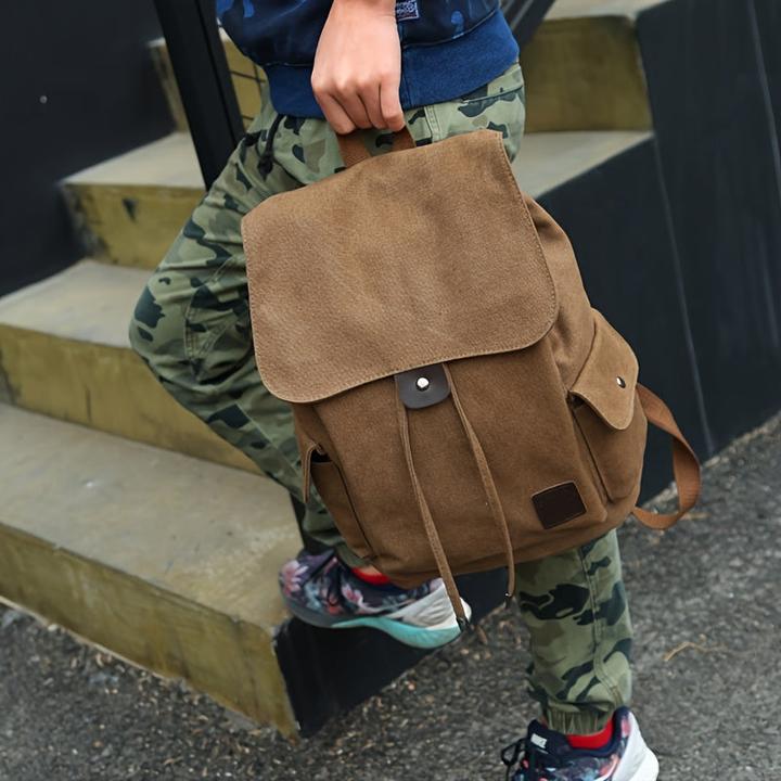 Actual product image Only-Bags.Store Fashionable Trendy Backpack, Casual Canvas Bag, College Style Travel Backpack, Student School Bag