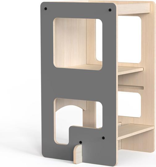 MamaToyz Montessori-Turm, umwandelbar in einen Tisch mit Tafel für Kinder, 2-in-1-Lernturm aus Birkenholz