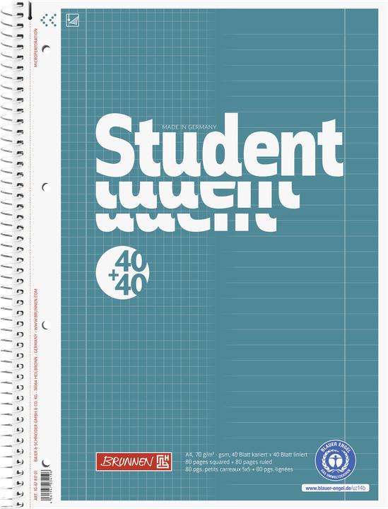 Actual product image Collegeblock Student DUO ruled 27 and 28 lined and squared DIN A4 inside and outside margins (A4, Checked)