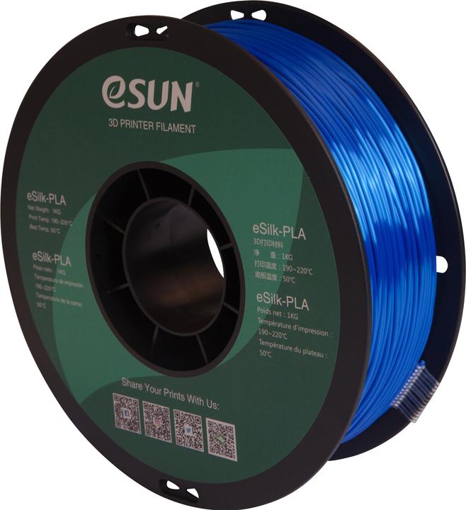 Image du produit eSUN EPLA-SILK 1,75mm BLUE 1kg 3D FILAMENT (PLA, 1.75 mm, 1000 g, Bleu)