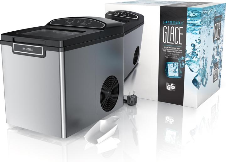 Produktbild Arendo Eiswürfelmaschine, 1,8 l Eiswürfelbereiter, 9 Eiswürfel in 8 Minuten, 105W Eiswürfelautomat, silber