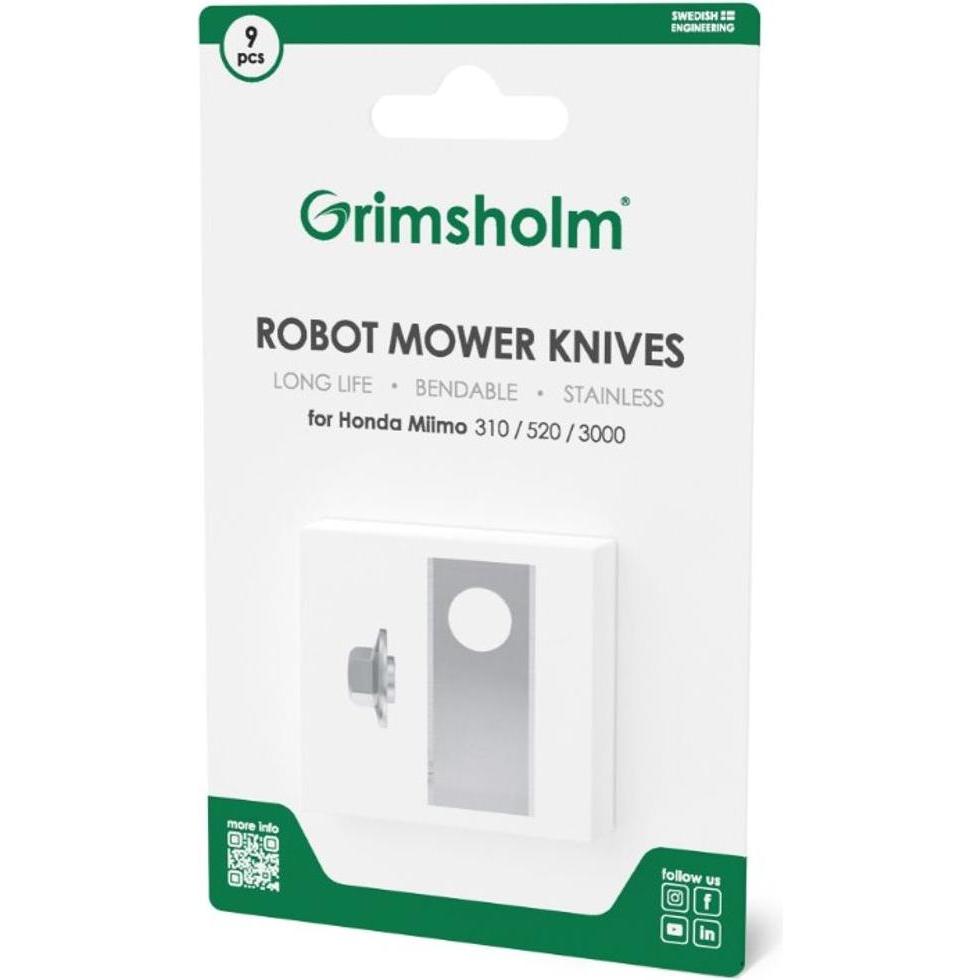 Grimsholm, Accessori per macchinari da giardino, Set di lame per robot da giardino (Robot falciante, Lame per tosaerba + lame di ricambio per macchine