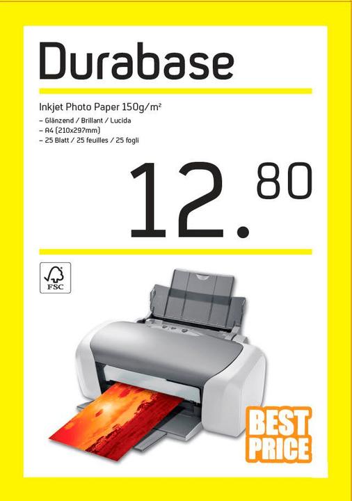 Image du produit Durabase Papier photo à jet d'encre (180 g/m², A4, 25 pcs)