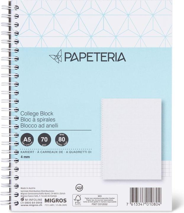 Produktbild Papeteria A5 College-Block (70 g/m²)