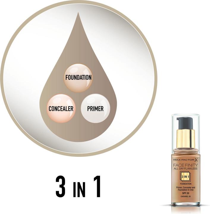 Image du produit Max Factor FACEFINITY ALL DAY FLAWLESS 3 IN 1 fond de teint #85-caramel (Caramel)