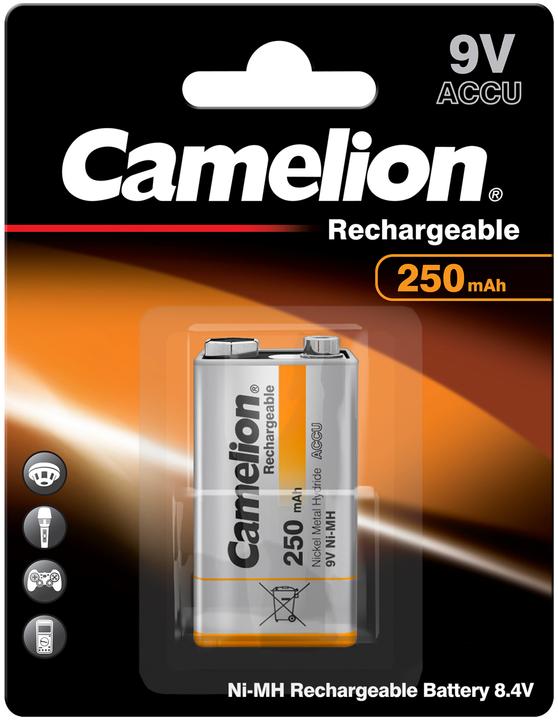 Actual product image Camelion NH-9V250BP1 Wiederaufladbarer Akku Nickel-Metallhydrid (NiMH) (1 pcs., 9V Block, 250 mAh)