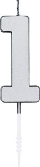 Produktbild Globos Europe Kuchenkerze 4,5 cm, Metallic-Silber, Nr. 1
