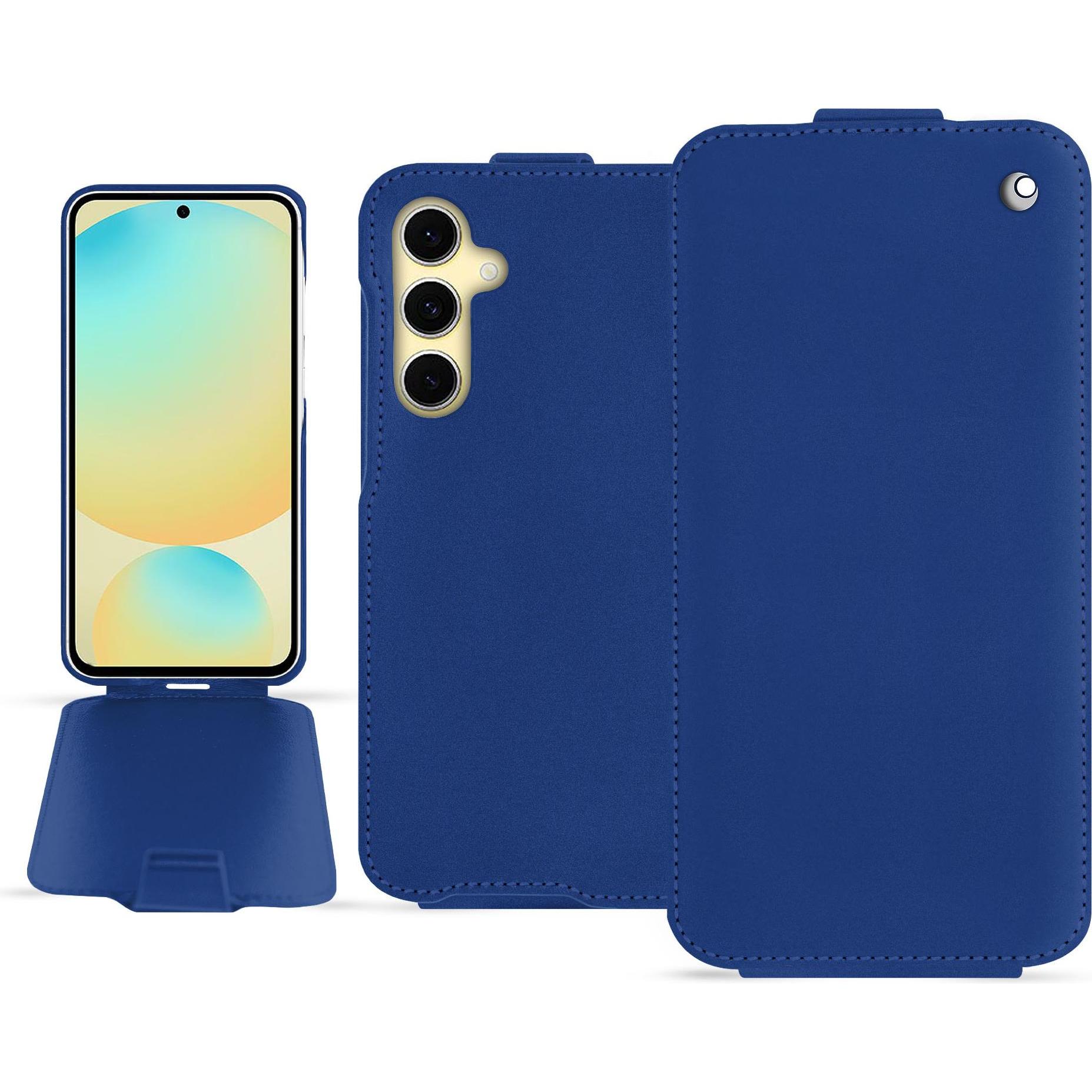 Noreve Lederschutzhülle vertikal (Samsung Galaxy S24 FE), Smartphone Hülle, Blau