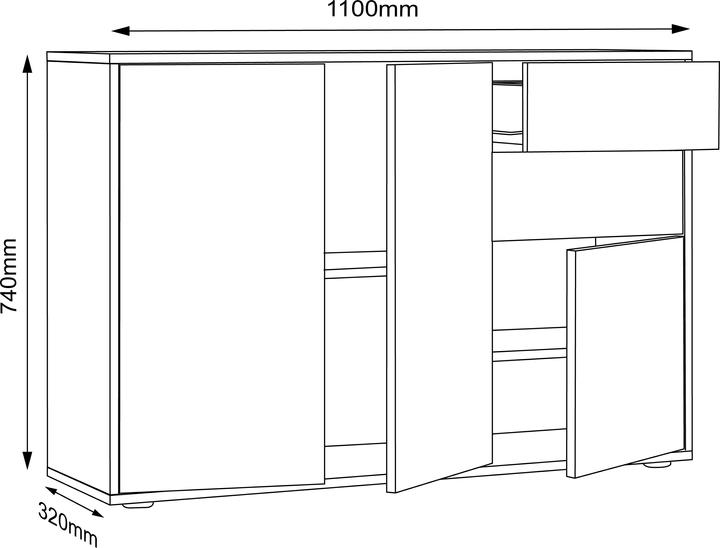 Valeurs nutritives et ingrédients VCM Commode (110 x 33 x 74 cm)