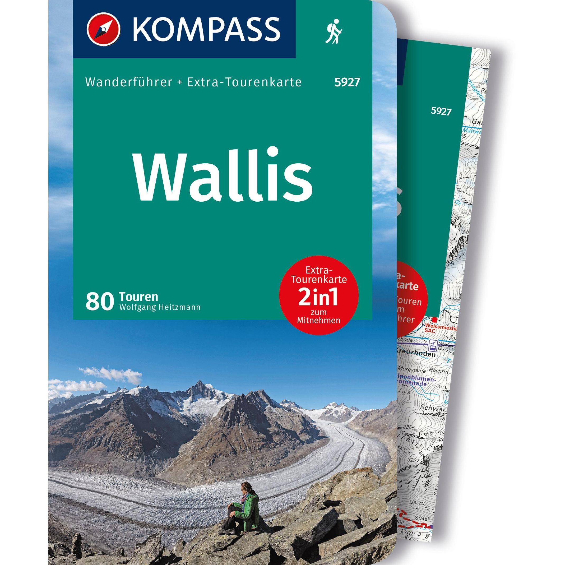 KOMPASS Wanderführer Wallis,80 Touren, Landkarte