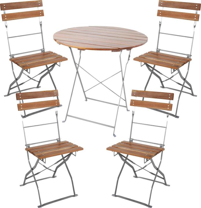 Mojawo 5-piece beer garden set Beer garden furniture foldable Ø80cm (80 cm)
