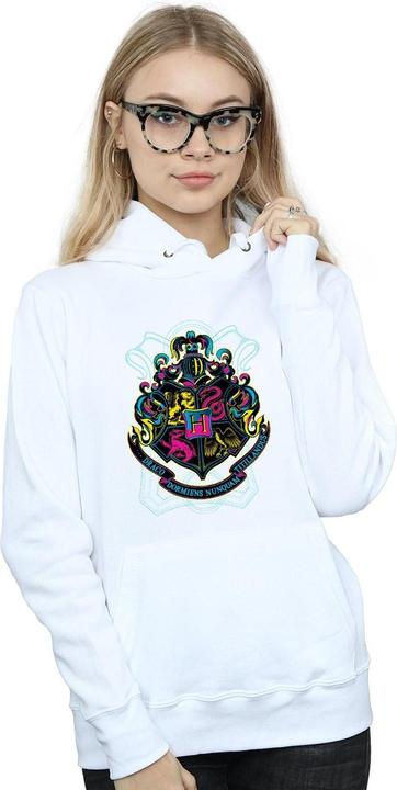 Actual product image Womens/Ladies Neon Hogwarts Crest Hoodie (XXL)