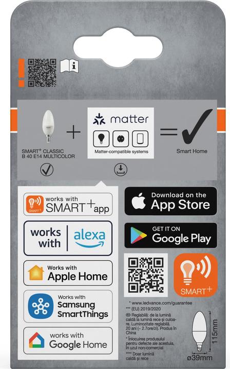 Produktbild Osram SMART+ MATTER CLASSIC shapes Multicolor 4.9W 827...865 Multicolor E14 SINGLE PACK (E14, 470 lm, 1x)