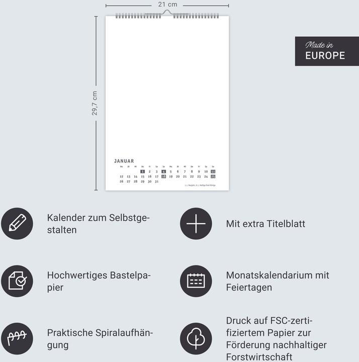 Actual product image Premium-Bastelkalender weiss A4 2026 (A4, Hardcover, German)