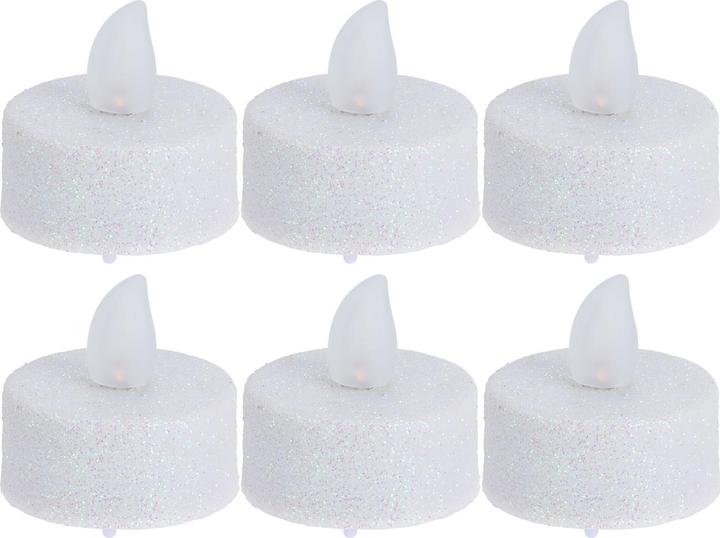Actual product image H & S Collection LED tea lights 6 pieces, white glitter, 3.8 x 4 cm (6 x)