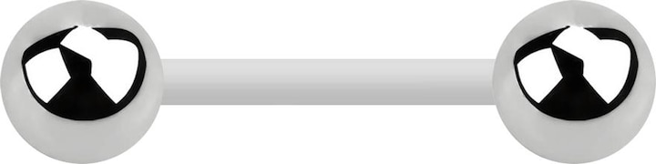 Actual product image Star Piercing Barbell white with two silver balls (Bioflex, Surgical steel 316L, without brass)