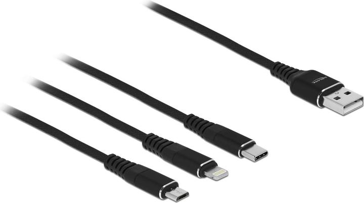 Actual product image Delock USB charging cable 7.60cm (3") 1 for Lightning™ / Micro USB / USB Type-C™ 1 m black (1 m, USB 2.0)