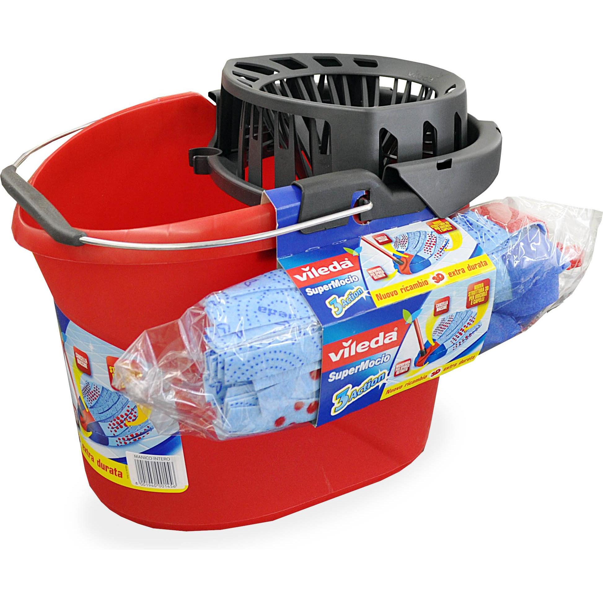 Vileda SuperMocio sistema a mocio e secchio Serbatoio singolo Rosso, Utensili pulizia, Rosso