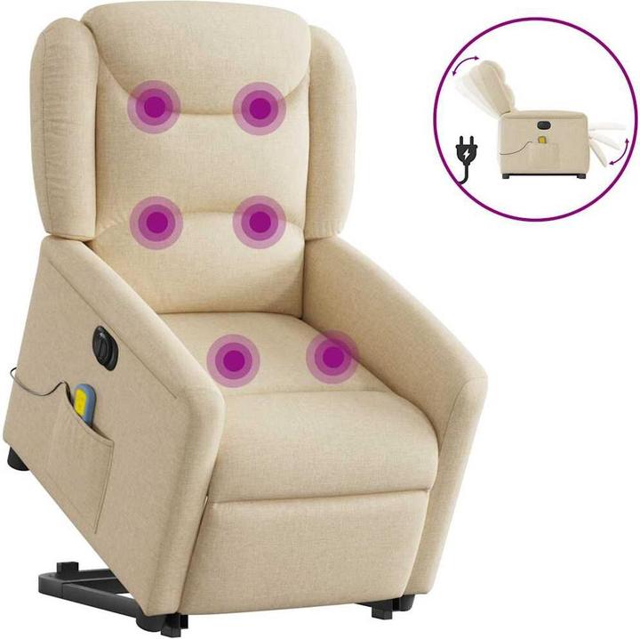 Immagine prodotto vidaXL Poltrona massaggiante elettrica con ausilio stand-up in tessuto crema