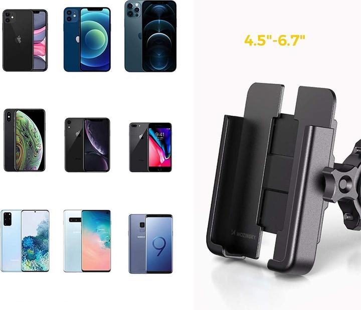Image du produit Wozinsky metalinis dviračio telefono laikiklis, juodi Scooter (WBHBK3)