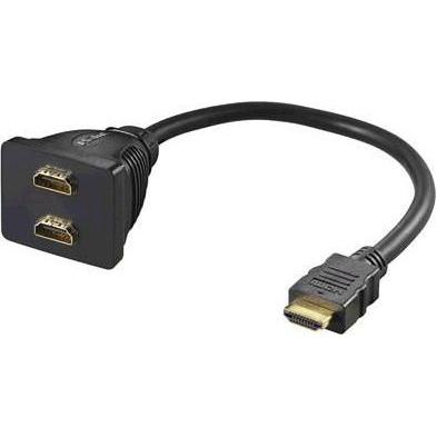 MicroConnect HDMI 19M - 2X HDMI 19F Male to 2X Female. 0,20meter cable (0.20 m, HDMI), Video Kabel