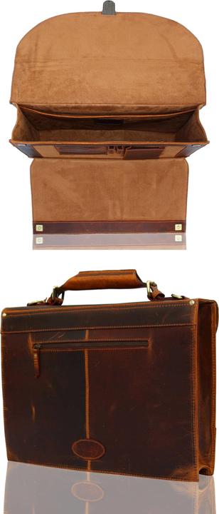 Produktbild Only-Bags.Store Echtes Leder Aktentasche, Laptop Tasche, Büro Umhängetasche, Messenger Bag, Weihnachtsgeschenk (15")