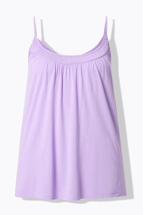 Actual product image Ulla Popken Smocked Neck Spaghetti Strap Tank (60)