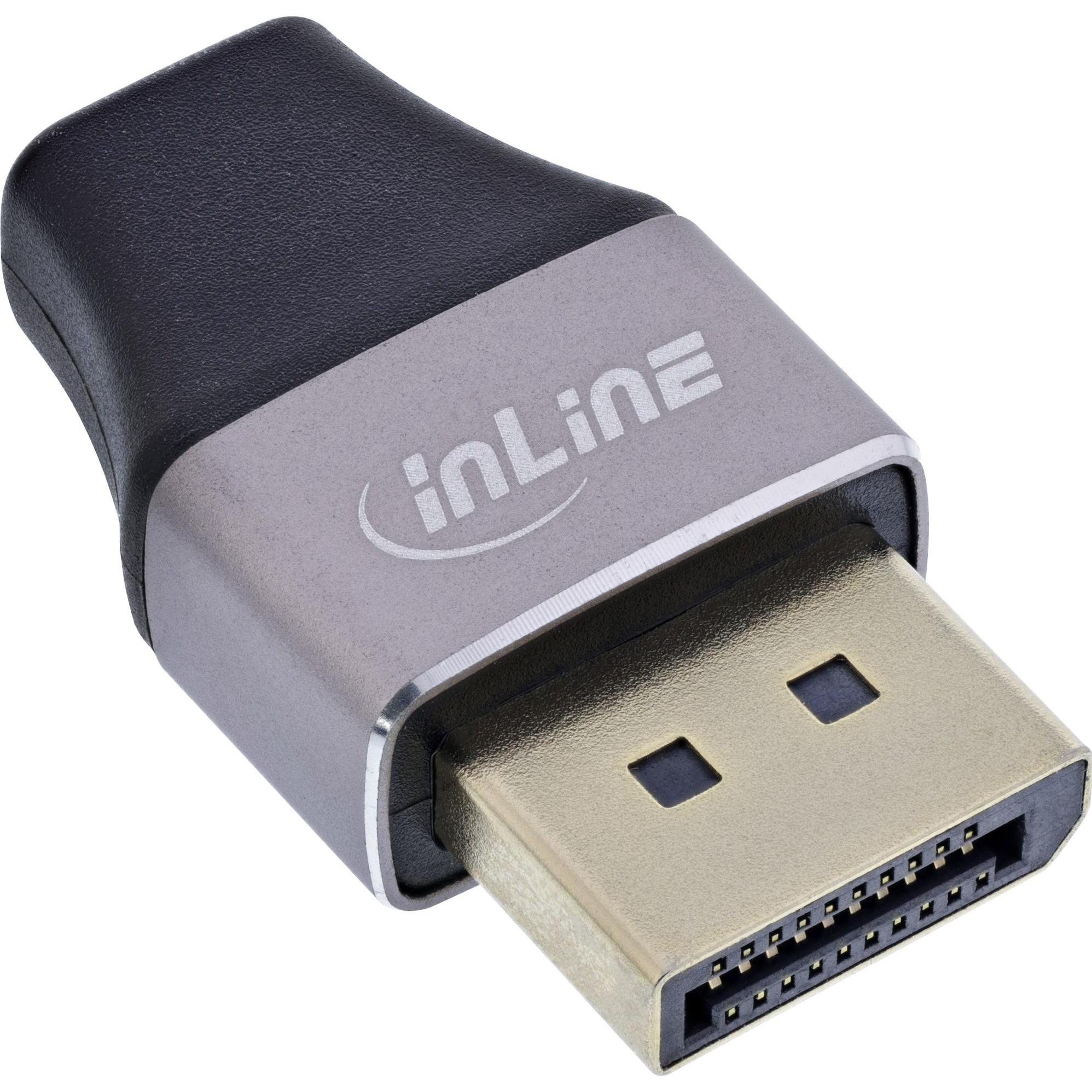 InLine DisplayPort 1.4 Adapter (Mini DP, 2.08 cm), Adattatore dati + video, Nero, Grigio