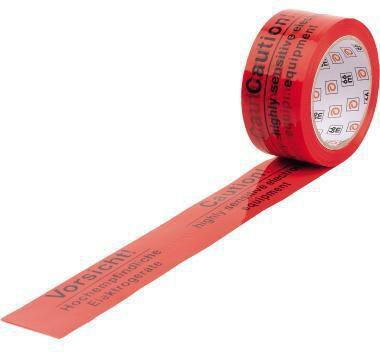 Produktbild Heckmann Signalklebeband 60 mm x 50 m (B x L) Polypropylen rot Vorsicht hochempfindliche Elektrogeräte (60 mm)