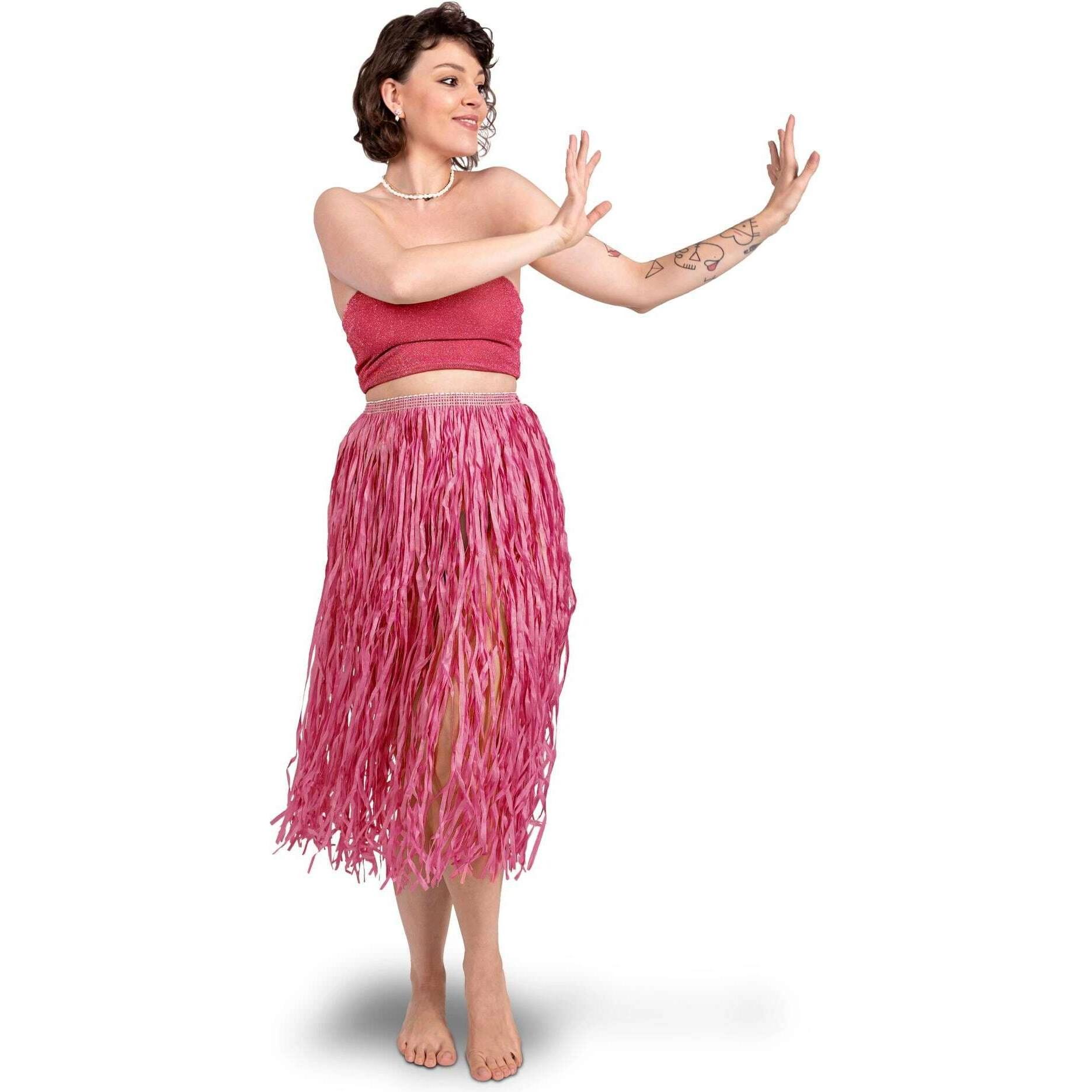 Partydeco Raffia Rock Hawaii Pink, 77 cm