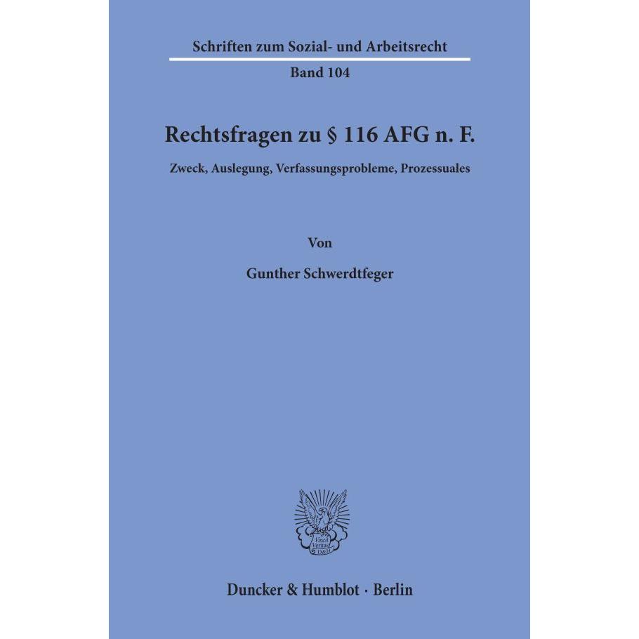 Rechtsfragen zu 116 AFG n. F., Fachbücher
