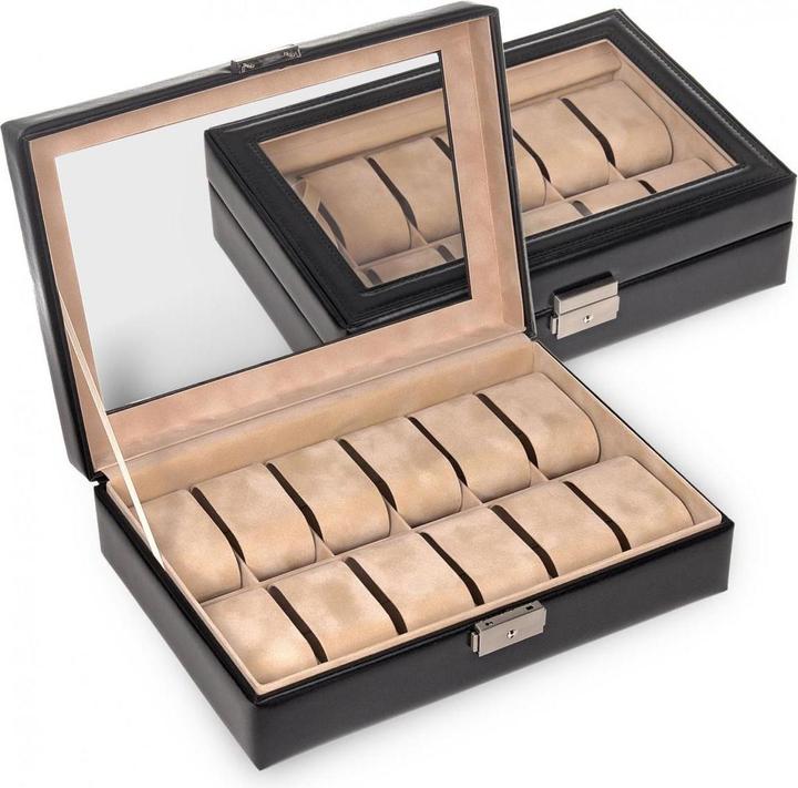 Sacher 2119.010443 - Uhrenetui für 12 Uhren new classic schwarz Leder