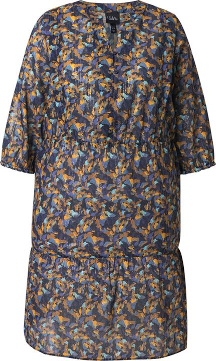 Produktbild Ulla Popken Kleid, Metallic-Linien, A-Linie, V-Ausschnitt, 3/4-Arm (50, 52)