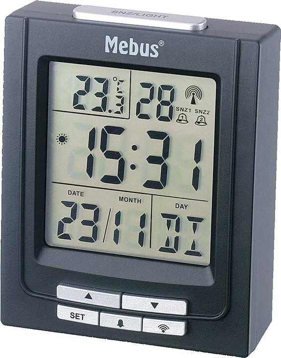 Produktbild Mebus Funkwecker digital ohne 1x AAA Batterie 8,5x7x2,5cm schwarz