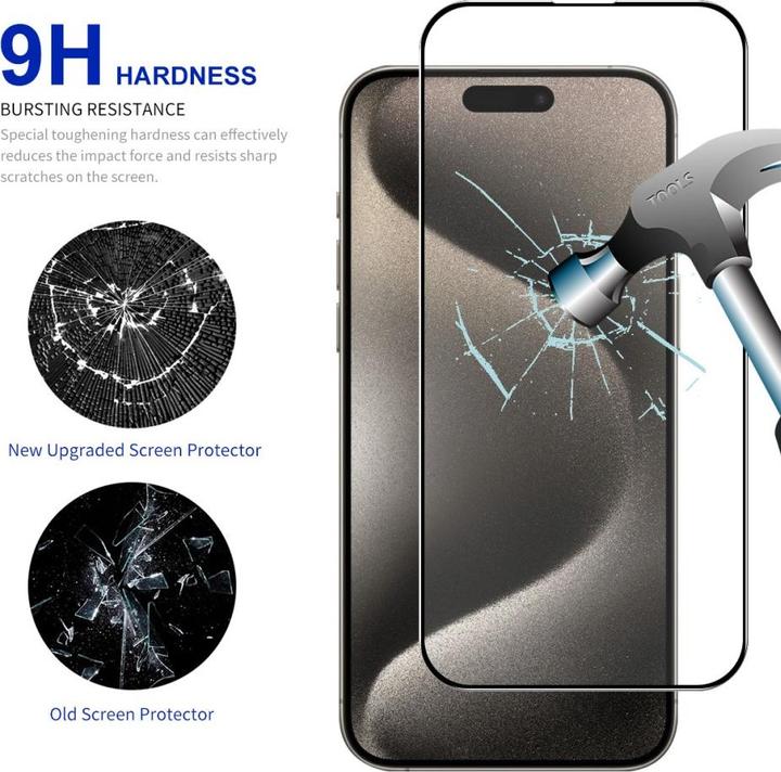 Actual product image Enkay Easy Glass armoured glass screen protector (1 pcs., Apple iPhone 15 Pro)