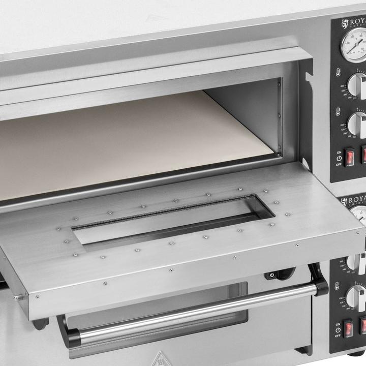 Produktbild Royal Catering Elektro-Pizzaofen 2 Backkammern 450 °C Ober-/ Unterhitze je 4 Pizzas mit Ø 25 cm (Pizzaofen Elektro)