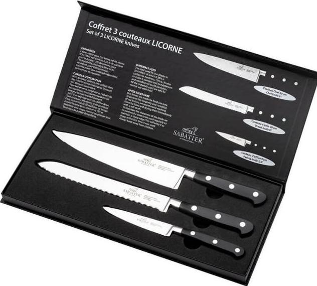 Produktbild Sabatier Lion - Knife set Licorne 3 parts Steel / Black