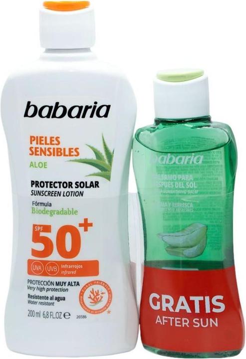Actual product image Babaria SOL. LECHE PROTCTOR SOLAR PIELES SENSIBLES F50 200 ML + AFTER SUN 100 ML (Suntan lotion, SPF 50, 200 ml)