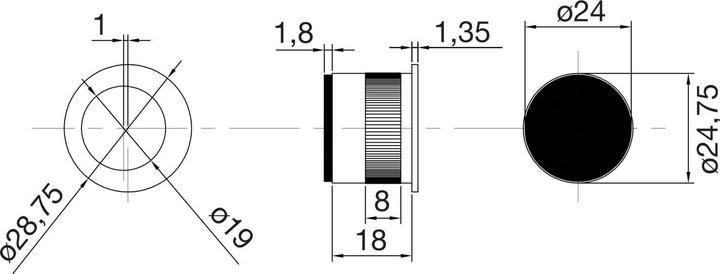 Produktbild Marchesi Stirnziehgriff Einlassmass ø 25 mm, Aluminium poliert