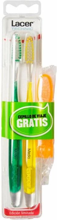 Lacer Medium Double Brush Reisebürste (Mittel, 2 x)