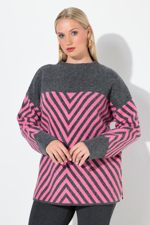 Produktbild Ulla Popken Pullover, grafisches Muster, Stehkragen, Langarm (46, 48)