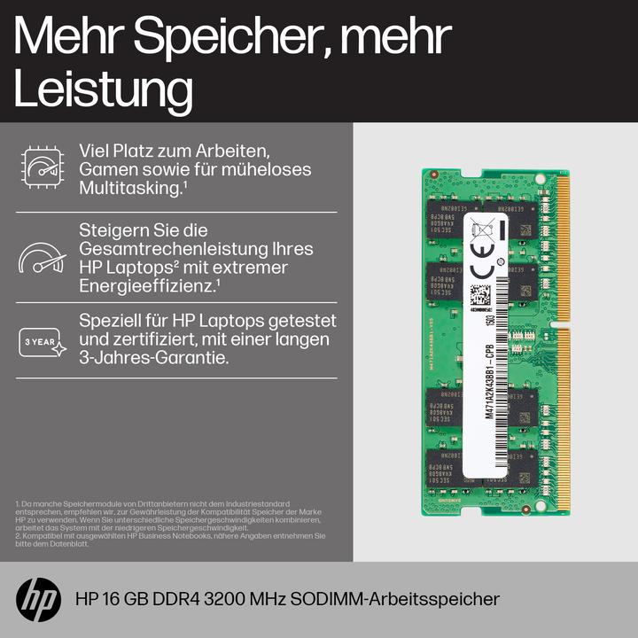 Produktbild HP 16GB DDR4 3200 SODIMM Memory (1 x 16GB, 3200 MHz, DDR4-RAM, SO-DIMM)
