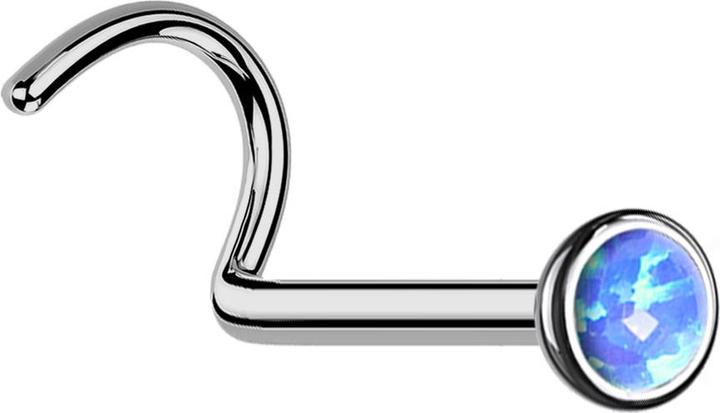Image du produit Star Piercing Clou de nez courbé argent demi-sphère avec opale bleue (Titane, sans laiton)