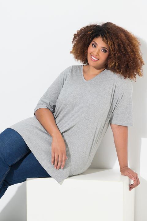 Actual product image Ulla Popken Basic V-Neck Relaxed Fit Short Sleeve Tee (50, 52)