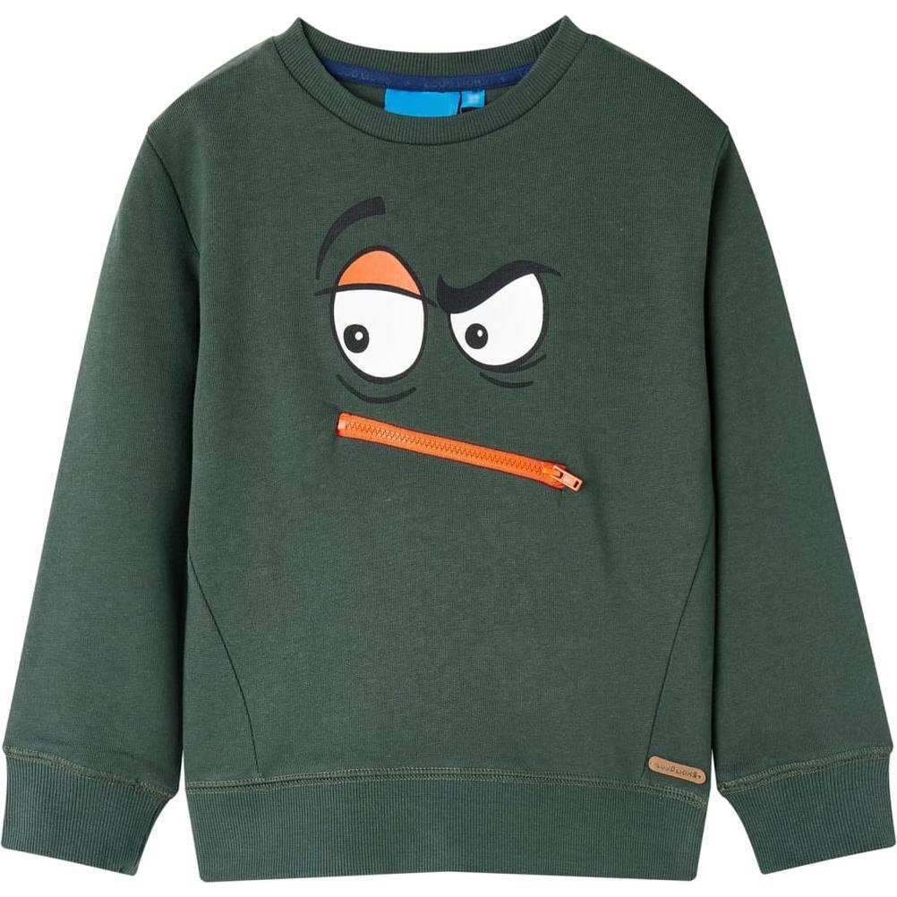VidaXL, Unisex, Pullover, Kinder-Sweatshirt Dunkelgrün 104,Material: 92 % Baumwolle, Grün, (104)
