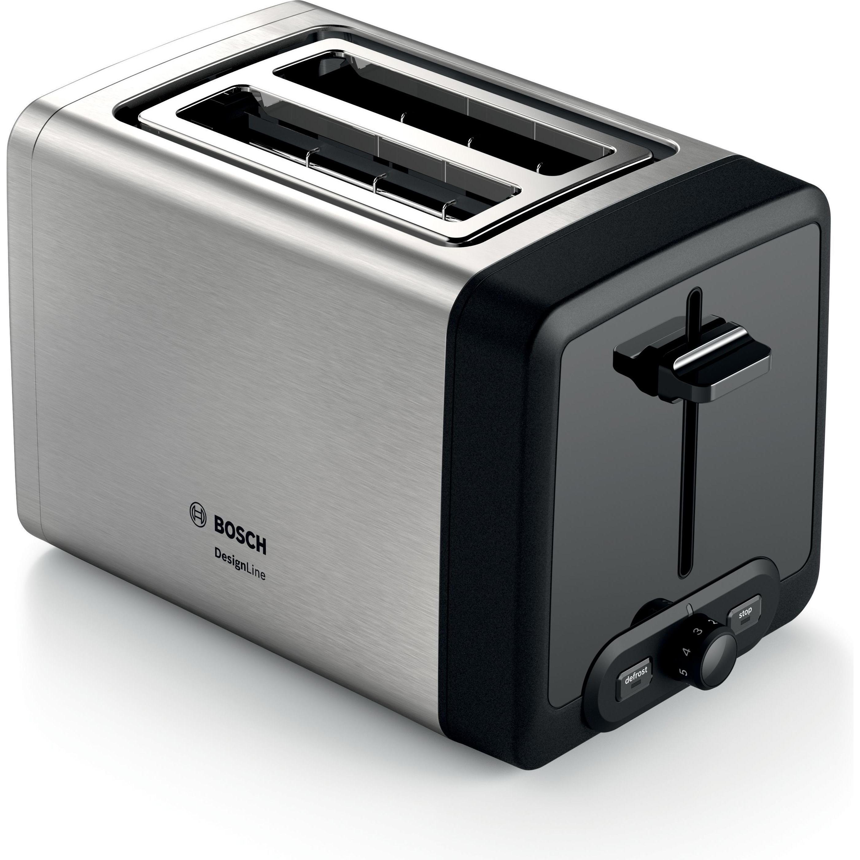 Bosch Hausgeräte Kompakt DesignLine, Toaster, Schwarz, Silber