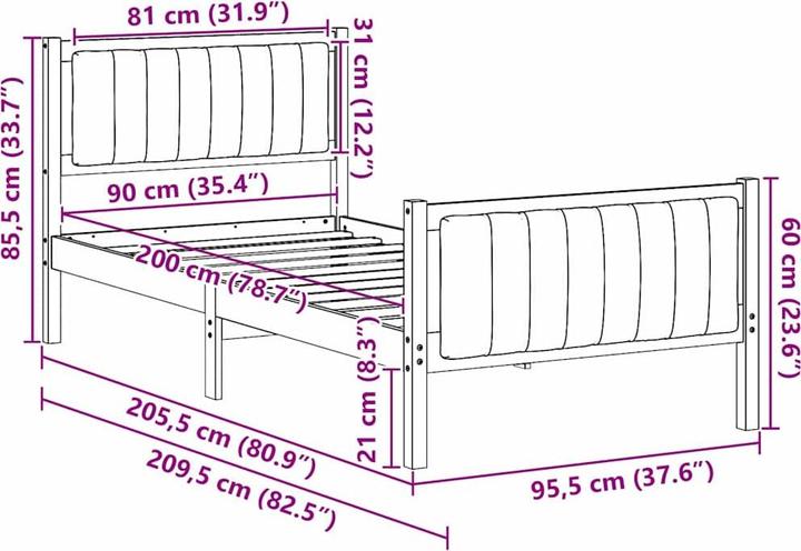 Image du produit vidaXL Plattformbettgestell (90 x 200 cm)