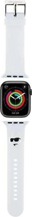 Karl Lagerfeld Pasek KLAWLSLCNH Apple Watch 42/44/45mm biały/white strap 3D Rubber Choupette Head (Silicone, Steel)